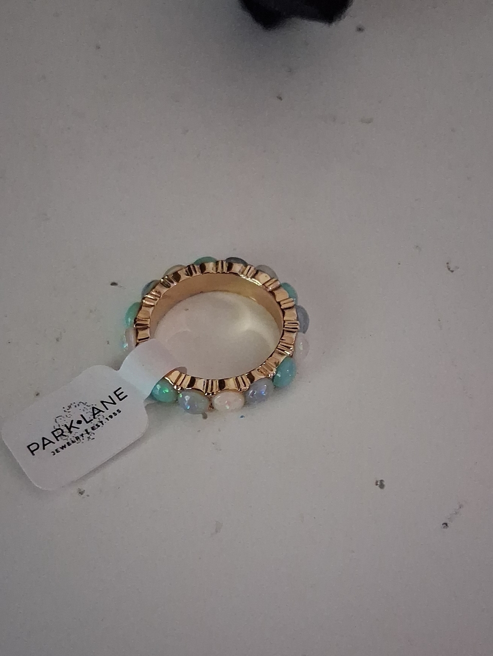 Park Lane Gold Multi-Stone Beaded Ring - Turquoise & Opal Tones - Size 6